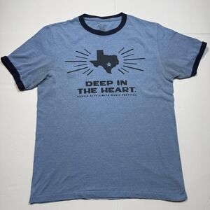 Austin City Limits Shirt Mens Medium Blue Deep In The Heart ACL 2017 Ringer